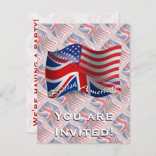 Invitation Drapeau de ondulation Britannique-Américain (Devant / Derrière)