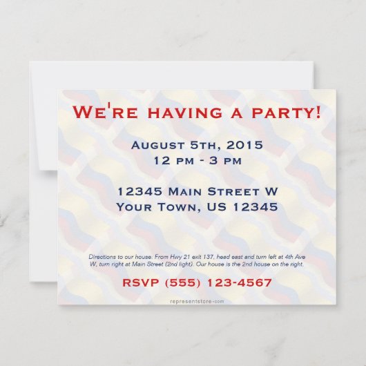 Invitation Drapeau de ondulation de la Colombie (Dos)