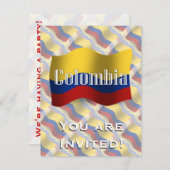 Invitation Drapeau de ondulation de la Colombie (Devant / Derrière)