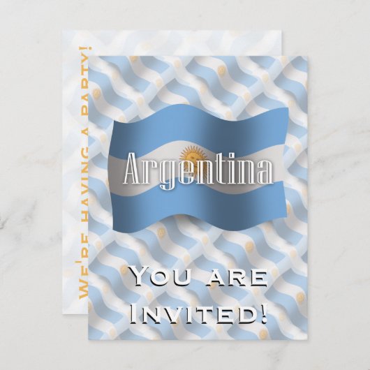 Invitation Drapeau de ondulation de l'Argentine (Devant / Derrière)