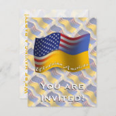 Invitation Drapeau de ondulation Ukrainien-Américain (Devant / Derrière)