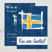 Invitation Drapeau de pinceau suédois (Devant / Derrière)