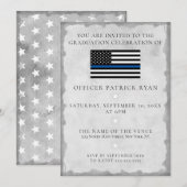 Invitation Drapeau de police argent Thin Blue Line Fête de fi (Devant / Derrière)