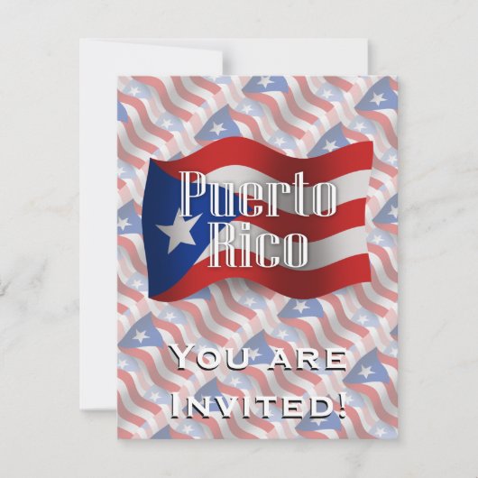 Invitation Drapeau de Porto Rico Waving (Devant)