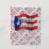 Invitation Drapeau de Porto Rico Waving (Devant / Derrière)