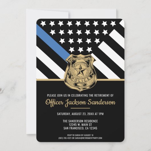 Invitation Drapeau de retraite de la police Agent des forces (Devant)