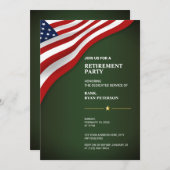 Invitation Drapeau des États-Unis | Coin | Vert armée (Devant / Derrière)