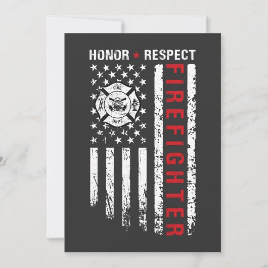 Invitation Drapeau des pompiers Red Line Us (Devant)