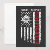 Invitation Drapeau des pompiers Red Line Us (Devant / Derrière)