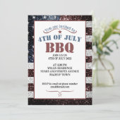 Invitation Drapeau des USA scintillants rustiques 4 Juillet f (Debout devant)