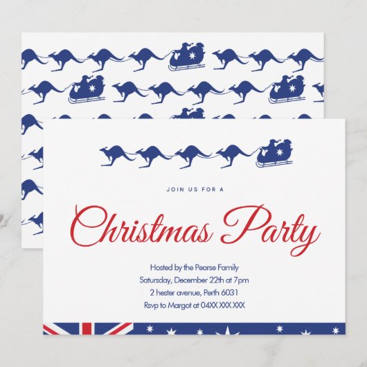 Invitation Drapeau d'invitation de Noël australien blanc (Devant / Derrière)