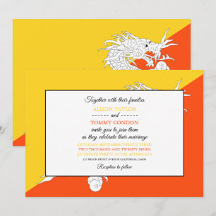 Invitation Drapeau du Bhoutan, Drapeau du Mariage du Bhoutan