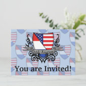 Invitation Drapeau du bouclier néerlandais-américain (Debout devant)