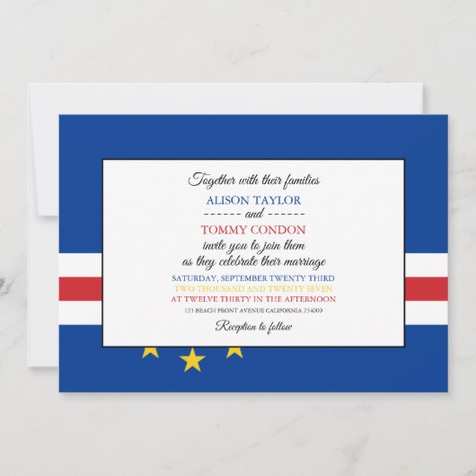 Invitation Drapeau du Cap-Vert, Drapeau du Mariage du Cap-Ver (Devant)