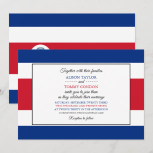 Invitation Drapeau du Costa Rica, Drapeau du Mariage du Costa