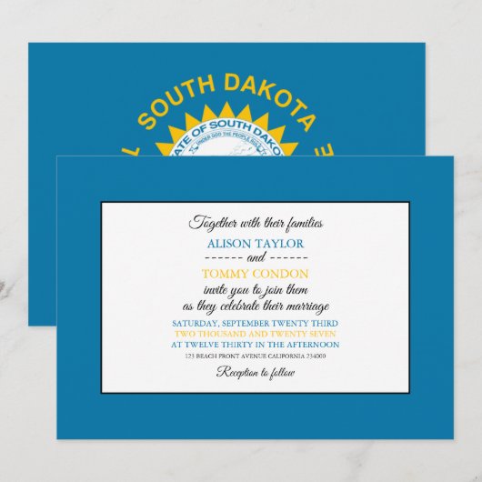 Invitation Drapeau du Dakota du Sud, Drapeau du Dakota du Sud (Devant / Derrière)