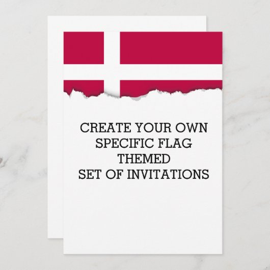 Invitation Drapeau du Danemark (Devant / Derrière)