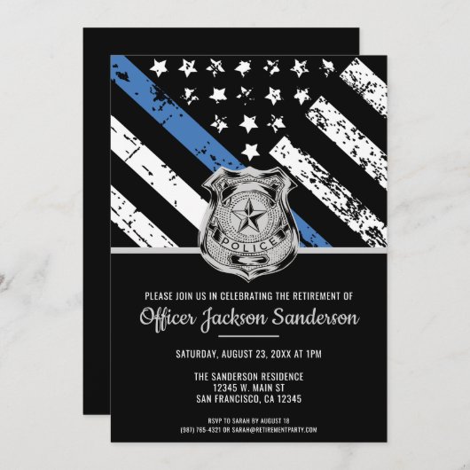 Invitation Drapeau du département de la police de la loi sur (Devant / Derrière)