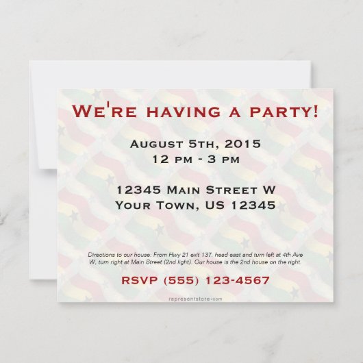 Invitation Drapeau du Ghana (Dos)