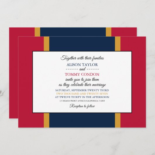 Invitation Drapeau du Mississippi, Drapeau du Mariage du Miss (Devant / Derrière)