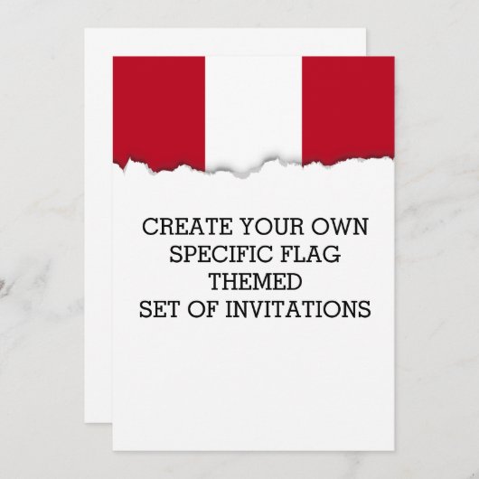 Invitation Drapeau du Pérou (Devant / Derrière)