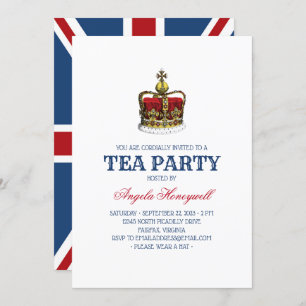 Invitation Drapeau du Royaume-Uni Royal Crown Tea Party