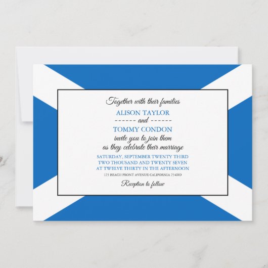 Invitation Drapeau écossais, Drapeau écossais Mariage (Devant)