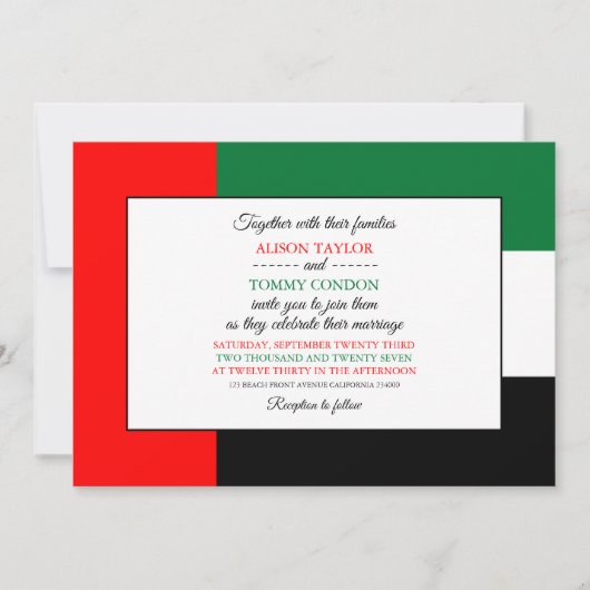 Invitation Drapeau émirati, Drapeau des Émirats arabes unis M (Devant)