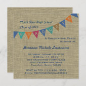 Invitation Drapeau et burlap du parent diplômé (Devant / Derrière)