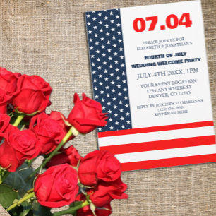 Invitation Drapeau Étoiles et rayures 4 juillet Mariage Bienv