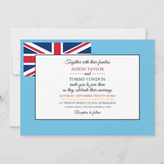 Invitation Drapeau fidjien, Drapeau du Mariage fidjien (Devant)