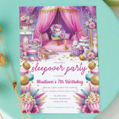 Invitation Drapeau Fille Anniversaire Pastel Rose Purple Or