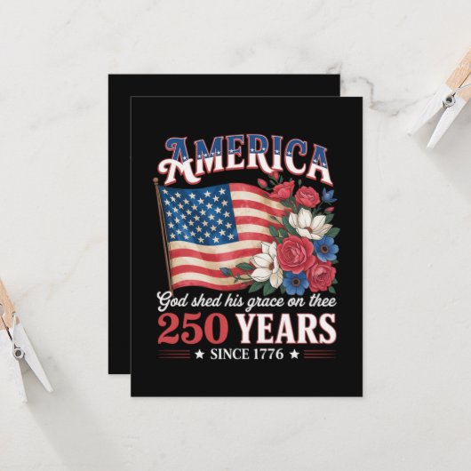 Invitation Drapeau Floral America 250 Ans (Devant/Arrière en situation)