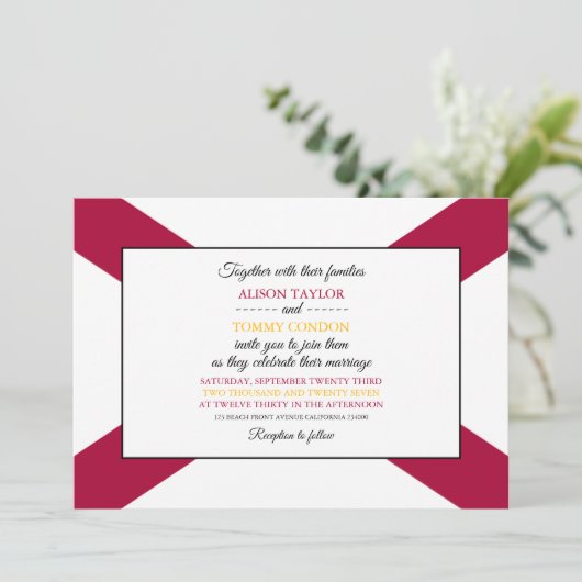 Invitation Drapeau floridien, Drapeau de Floride Mariage (Debout devant)