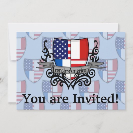 Invitation Drapeau Français-Américain de bouclier (Devant)