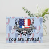 Invitation Drapeau Français-Américain de bouclier (Debout devant)