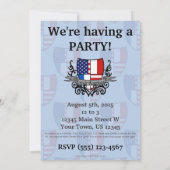 Invitation Drapeau Français-Américain de bouclier (Dos)