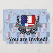 Invitation Drapeau Français-Américain de bouclier (Devant / Derrière)
