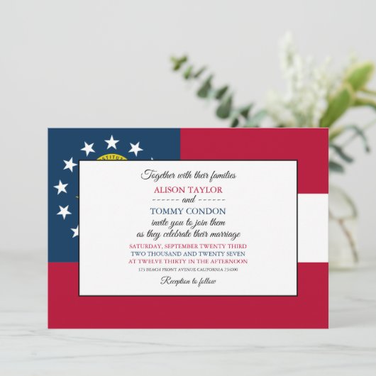 Invitation Drapeau géorgien, Drapeau de Géorgie Mariage (Debout devant)