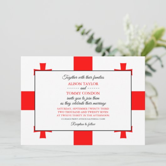 Invitation Drapeau géorgien, Drapeau de Géorgie Mariage (Debout devant)