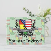 Invitation Drapeau Ghanéen-Américain de bouclier (Debout devant)