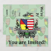 Invitation Drapeau Ghanéen-Américain de bouclier (Devant / Derrière)