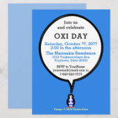 Invitation Drapeau grec parlant Mme Penguin Oxu Day (Devant / Derrière)