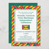 Invitation Drapeau grenadien FÊTE DE L'INDÉPENDANCE DE LA GRE (Devant / Derrière)