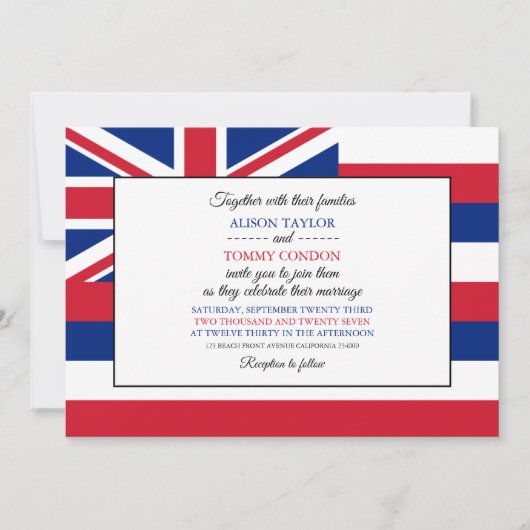Invitation Drapeau hawaïen, Drapeau du Mariage Hawaï (Devant)