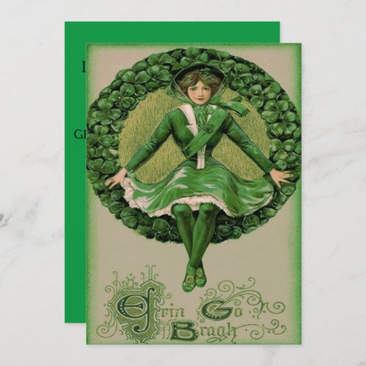 Invitation Drapeau irlandais-américain harpe d'Erin Shamrock (Devant / Derrière)