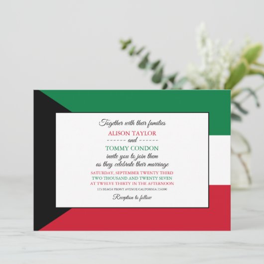 Invitation Drapeau koweïtien, Drapeau du Koweït Mariage (Debout devant)