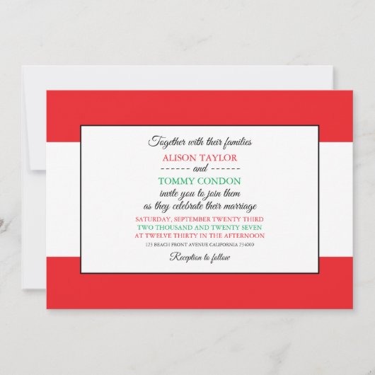 Invitation Drapeau libanais, Drapeau libanais Mariage (Devant)