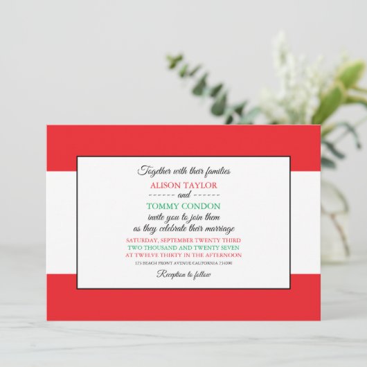 Invitation Drapeau libanais, Drapeau libanais Mariage (Debout devant)