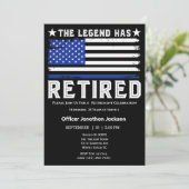 Invitation Drapeau Ligne Bleue Mince Officier de police Retra (Debout devant)